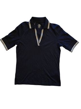 Bogner Women's Elonie Short Sleeve Polo Top Navy White Trim Size S NWT
